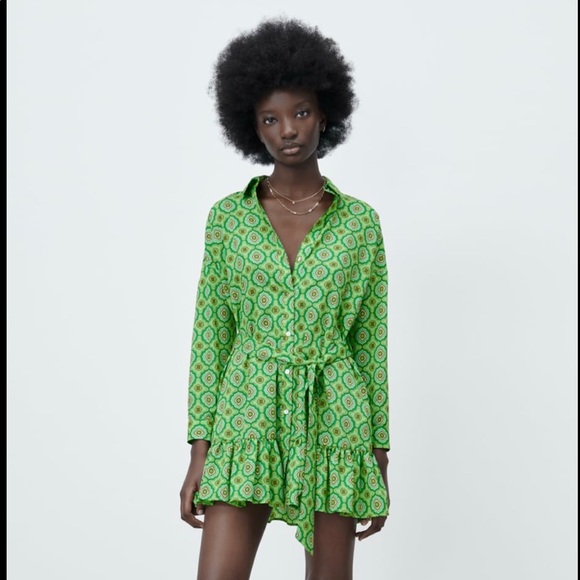Zara Dresses & Skirts - Geometric Print Shirt Dress